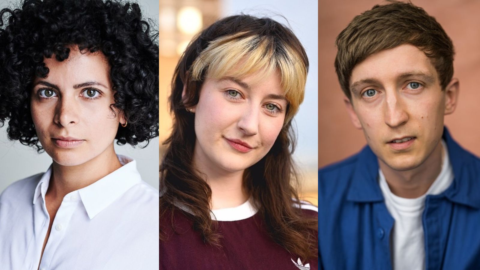 Headshots for the cast of Northanger Abbey. From left to right: Rebecca Banatvala, AK Golding, Sam Newton